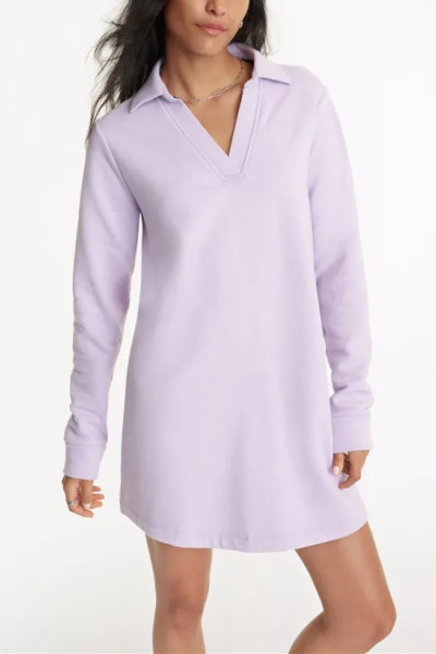 Custom polo dress for ladies relaxed fit mini dress lifestyle long sleeve cotton blend dresses