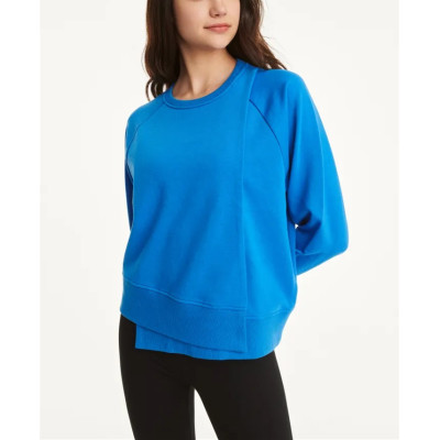 Cotton fleece crew neck sweatshirts asymmetrical cropped hoodies relaxed fit women's sweatshirt