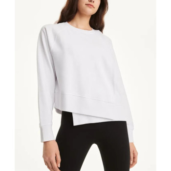 Cotton fleece crew neck sweatshirts asymmetrical cropped hoodies relaxed fit women's sweatshirt