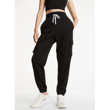 New arrival high waisted cotton french terry cargo pants elastic waist running joggers pants