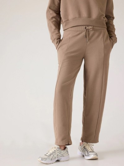 Elastic waist cozy straight leg sweatpants with pockets cotton fleece solid color crop joggers