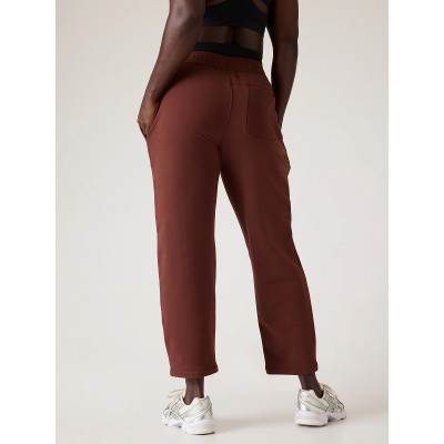 Elastic waist cozy straight leg sweatpants with pockets cotton fleece solid color crop joggers
