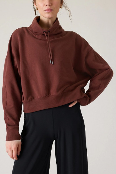 High neck cotton fleece cozy sweatshirts relaxed fit cropped hoodies