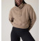High neck cotton fleece cozy sweatshirts relaxed fit cropped hoodies