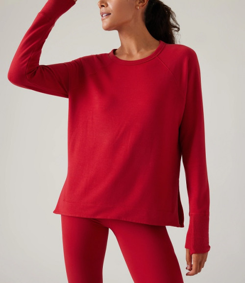 Latest cozy athleisure side split sweatshirts with thumb hole for ladies