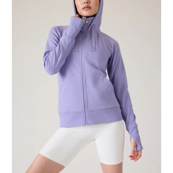 Custom women's cotton blend zipper hoodies with pockets french terry hooded jackets