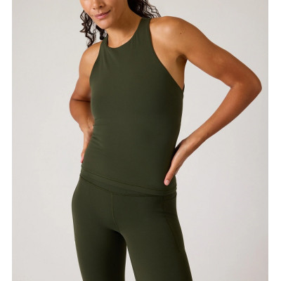 Built in bra tank top hollow back fitted athletic tees for women