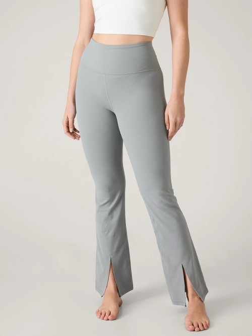Tummy control plus size front slit yoga pants nylon spandex moisture-wicking bell-bottom yoga leggings