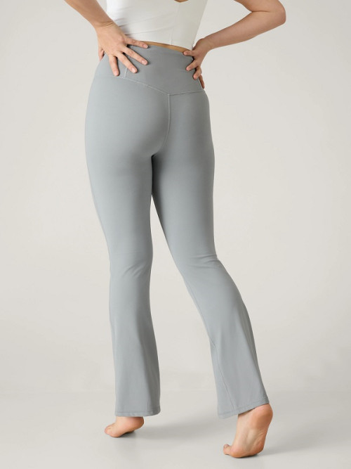 Tummy control plus size front slit yoga pants nylon spandex moisture-wicking bell-bottom yoga leggings