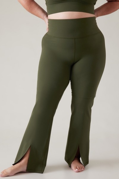 Women's High Waist Yoga Pants Split Open Wide Leg Pants Workout Dance Capri  Release Pant with Pocket Dark Gray XX-Large