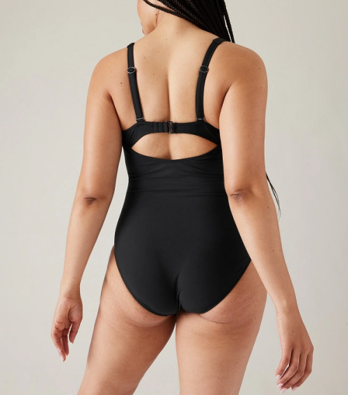 Custom ruched one piece swimsuits for ladies square neck high leg swimsuits