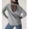 Women's new athleisure style sweatshirts with curved hem crewneck pullover hoodies with thumb hole