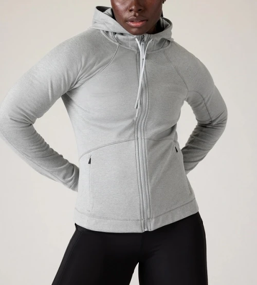 Full zipper hooded performance jackets form fitting zip up hoodies