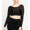 Breathable mesh layered top 4-ways stretchy soft mesh crop for women