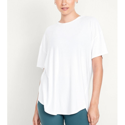 Crew neck curvy hem relaxed fit sports tees short sleeve athleisure t shirts