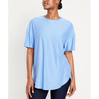 Crew neck curvy hem relaxed fit sports tees short sleeve athleisure t shirts
