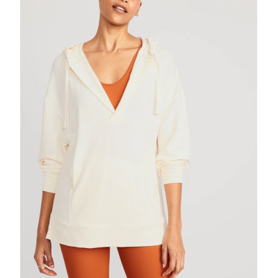 Oversized v neck fleece hoodies cozy hooded sweatshirts with kangaroo pockets