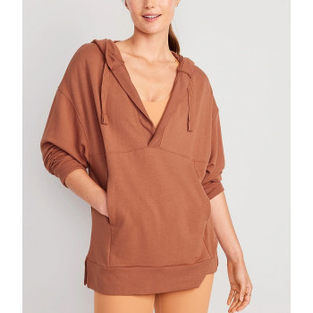 Oversized v neck fleece hoodies cozy hooded sweatshirts with kangaroo pockets