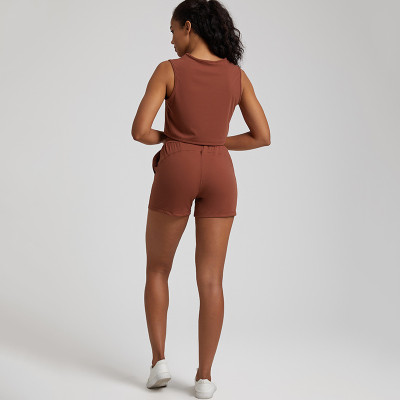 2024 women's cozy outfits lightweight crop top and shorts sets