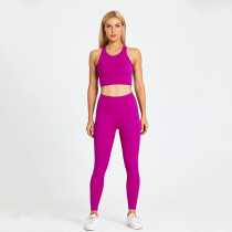 Brushed gym fitness outfits high impact compressive yoga sets