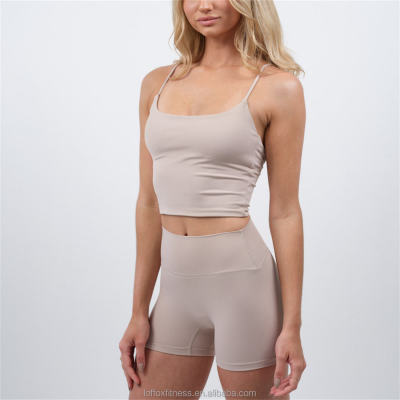 Women Yoga Set 2 Piece Workout Sport Bra with High Waist Shorts Legging Outfit Tracksuit