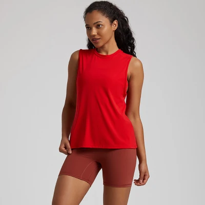 Sleeveless women running t shirts loose fit flowy tees for ladies