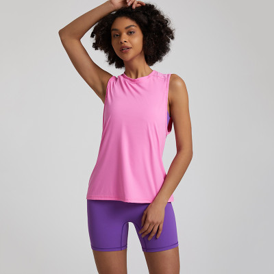 Sleeveless women running t shirts loose fit flowy tees for ladies