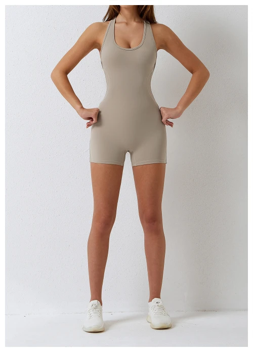 Best selling buttery soft nylon spandex one piece jumpsuits padded shorts sets