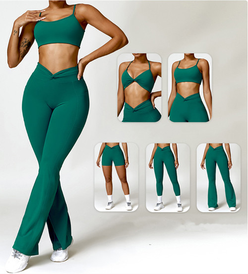 Ready to ship 5 pcs women's workout sets high quality nylon spandex yoga outfits