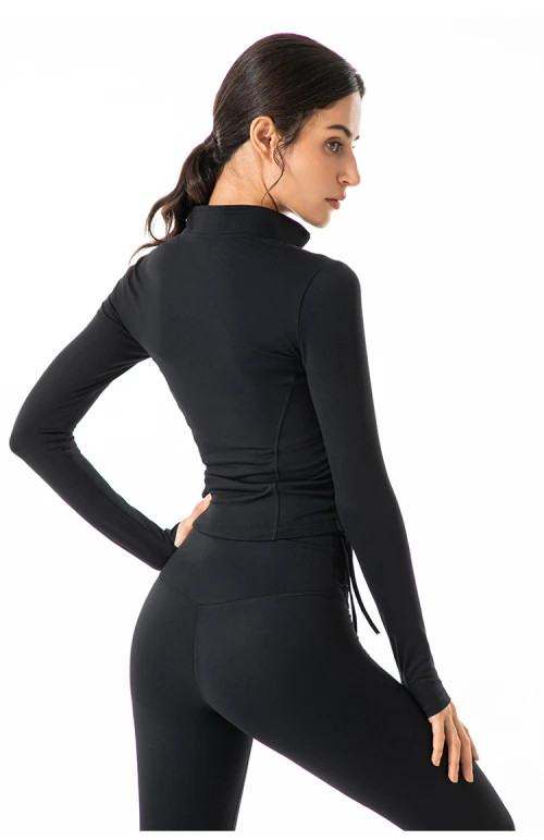 Women's S-XXL plus size full zipper jackets with side drawing