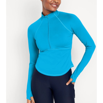 New arrival long sleeve moisture wicking zipper jackets half zipper curved athletic wear