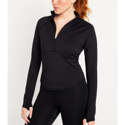 New arrival long sleeve moisture wicking zipper jackets half zipper curved athletic wear