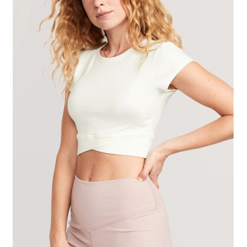 2024 New cropped cross front t shirt for women lightweight slim fit sports tees