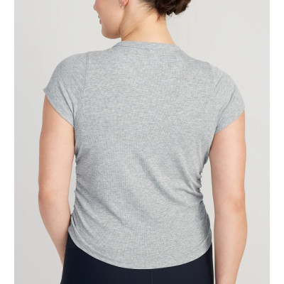 New arrival rib knit t shirts lightweight breathable cropped sports tee for women