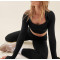 Workout Sets for Women 2 Piece Long Sleeve Crop Tops High Waist Leggings yoga suits Active wear