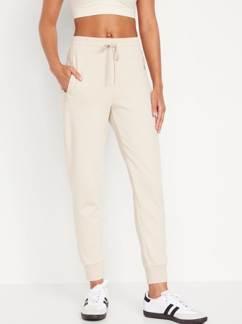 2024 women's adjustable waist cotton joggers with side zipper pockets