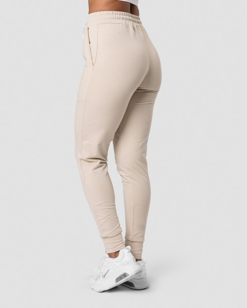 Elastic waist slim fit joggers with side pockets women's training sweatpants