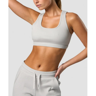 Classic scoop neck ribbed sports bra with big u back medium support yoga bra