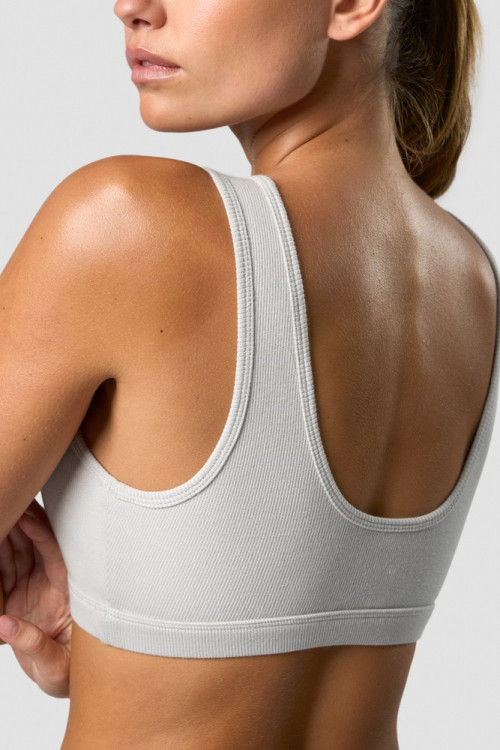 Classic scoop neck ribbed sports bra with big u back medium support yoga bra