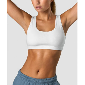 Classic scoop neck ribbed sports bra with big u back medium support yoga bra