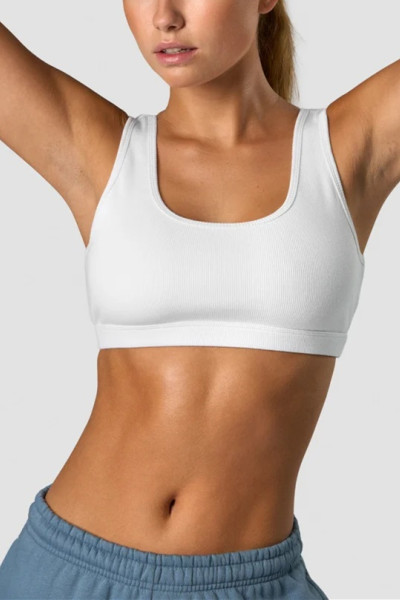 Classic scoop neck ribbed sports bra with big u back medium support yoga bra