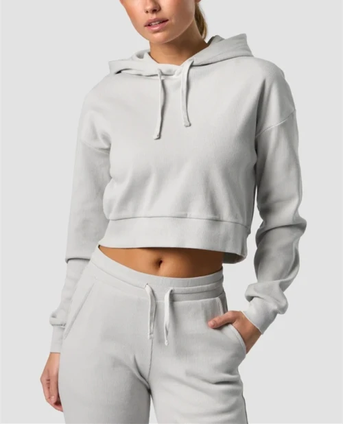 2024 New arrival cropped hoodies for women cotton blend soft sweatshirts