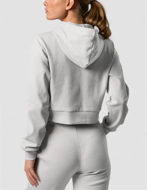 2024 New arrival cropped hoodies for women cotton blend soft sweatshirts