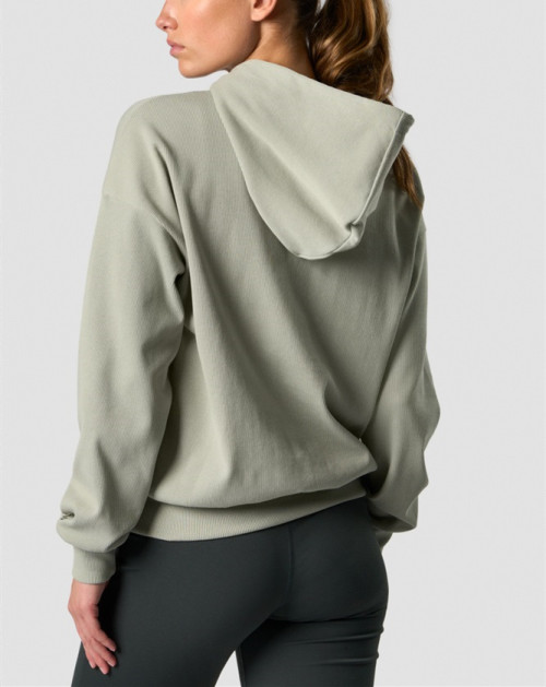 Regular length hooded sweatshirts for women ribbed athleisure style hoodies