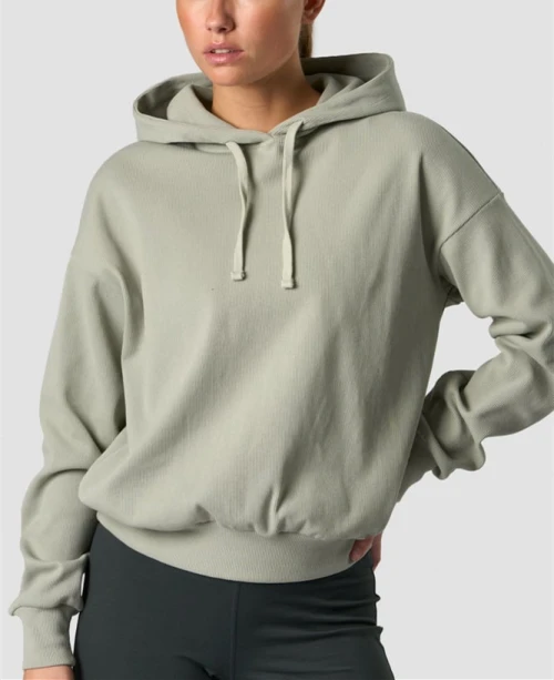 Regular length hooded sweatshirts for women ribbed athleisure style hoodies