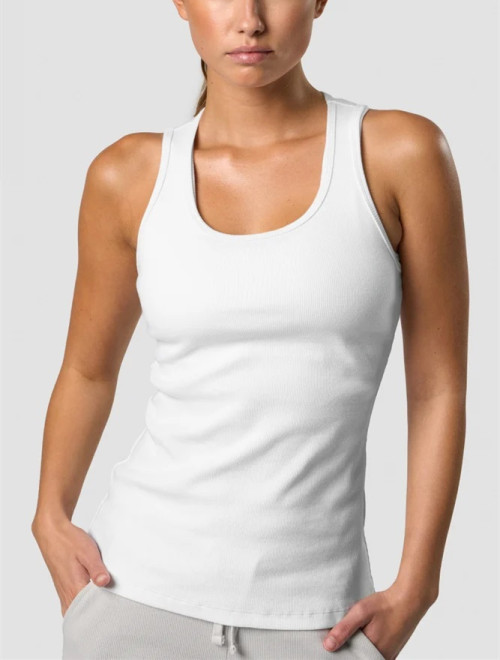 Lightweight breathable ribbed tank top for women crew neck flattering singlets