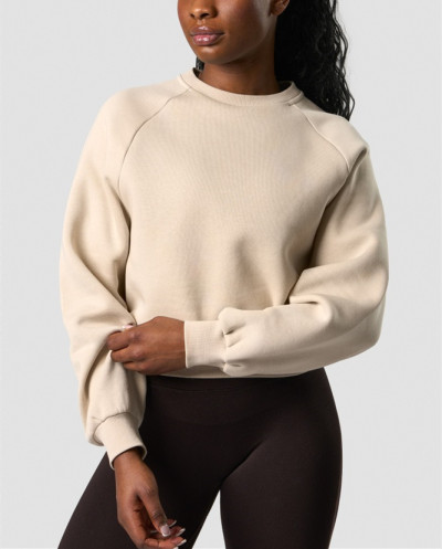 Crew neck cozy cropped hoodies for women cotton blend ultra soft sweatshirts