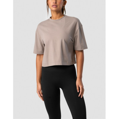 Relaxed fit crew neck cropped t shirts athleisure style sports tees