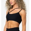 Trendy stylish asymmetic ribbed sports bra with spaghetti straps