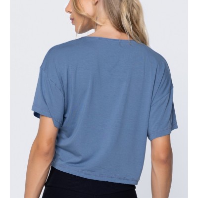 Women's crew neck cropped t shirts short sleeve breathable sports tees